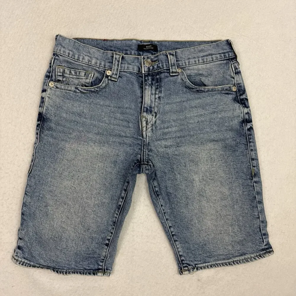True Religion Ricky Denim Shorts Mens 32 Light Wash Stretch Relaxed Straight